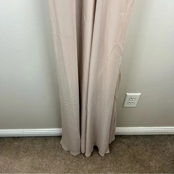 Birdy Grey Jules Dress Size XS Taupe Ruffle Halter Bridesmaid Formal Chiffon - Picture 7 of 12